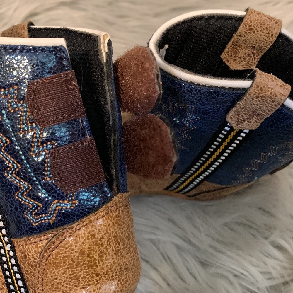 Baby Old West cowboy boots Velcro back size 3 - Picture 5 of 7